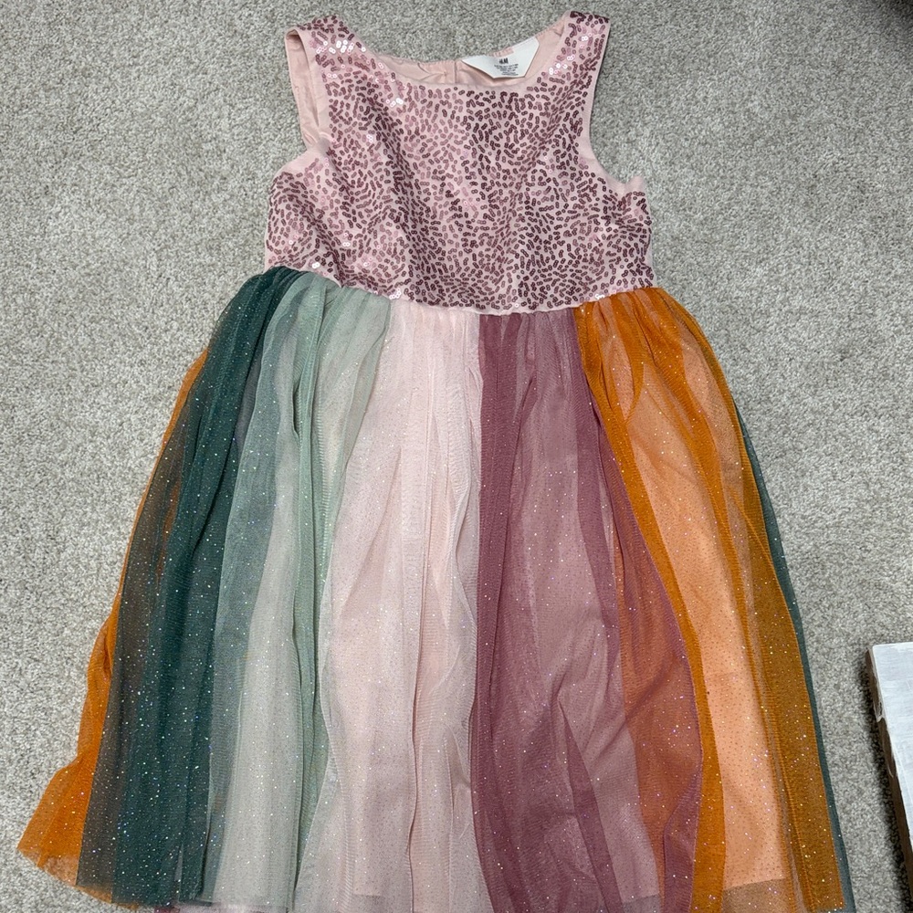 Multicolor Sleeveless Dress with sequin Top